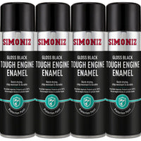 4x Simoniz Gloss Black Tough Car Spray Protection Paint Aerosol Durable 500ml