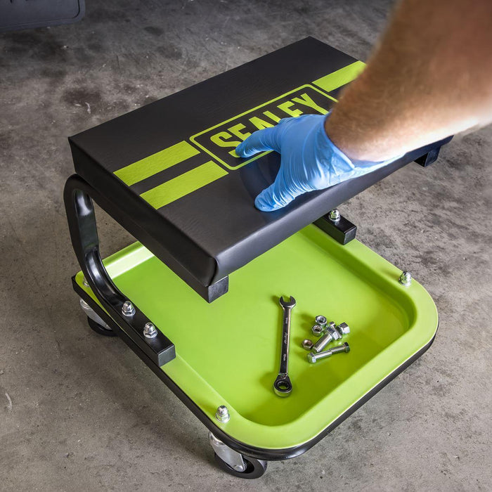 Sealey Mechanic's Utility Seat Deluxe Hi-Vis Green SCR9HV Sealey - Town Tools 