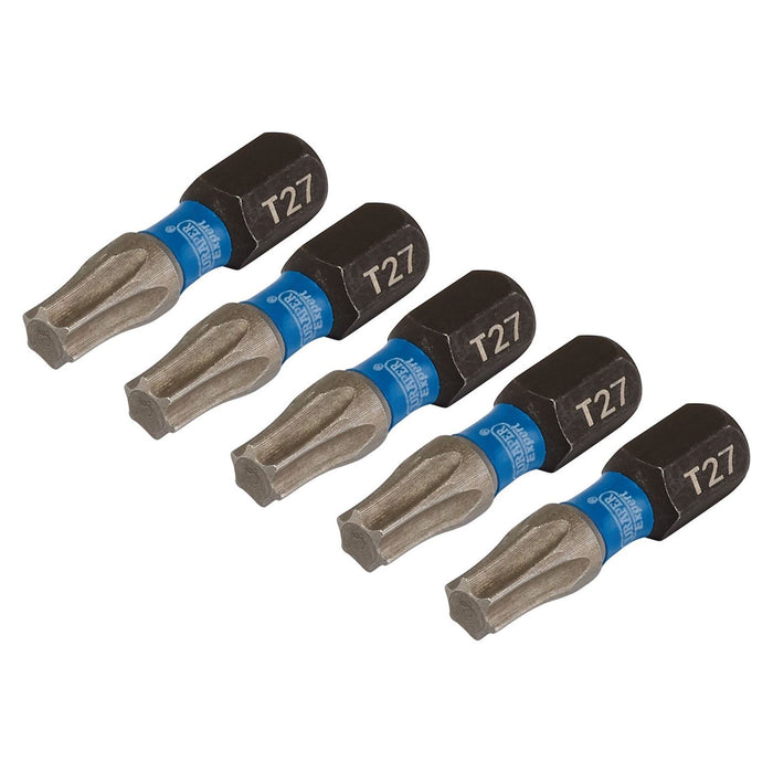 Draper Expert TX-STAR Impact Screwdriver Bits, T27 x 25mm, 1/4" Hex (Pack of 5) Draper - Town Tools 