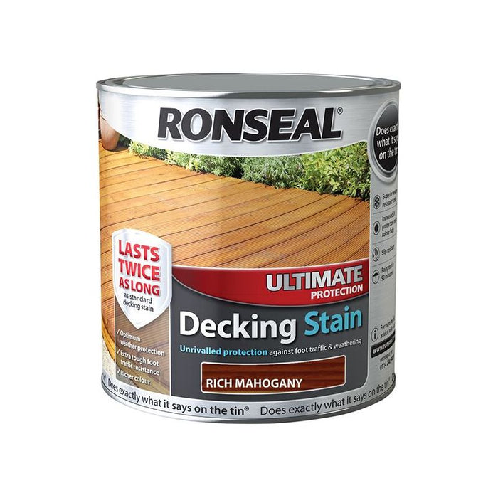 Ronseal Ultimate Protection Decking Stain Rich Mahogany 2.5 litre Ronseal - Town Tools