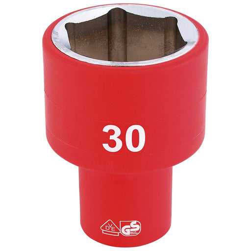 Draper Fully Insulated VDE Socket, 1/2" Sq. Dr., 30mm 32000 Draper - Town Tools 