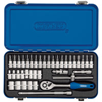 Draper Metric Socket Set in Metal Case, 1/4" Sq. Dr. (38 Piece) 16366