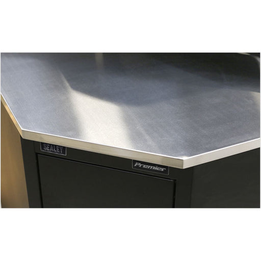 Sealey Stainless Steel Corner Worktop 930mm APMS19 Sealey - Town Tools 