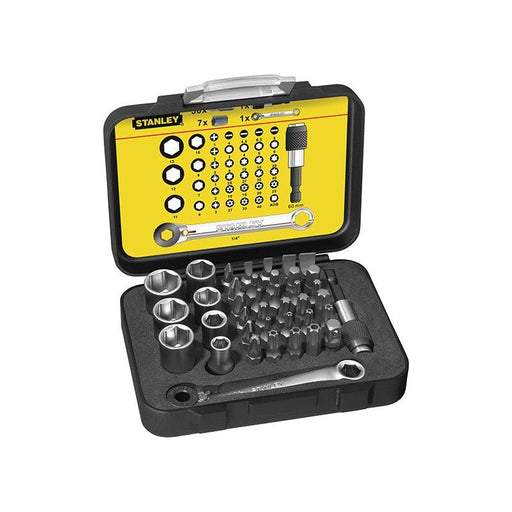 Stanley® Hand Tools 1/4in Drive Bit & Socket Set of 39 + Ratchet End STANLEY® Hand Tools - Town Tools