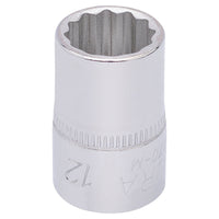 Draper Elora Bi-Hexagon Socket, 3/8" Sq. Dr., 12mm 25888