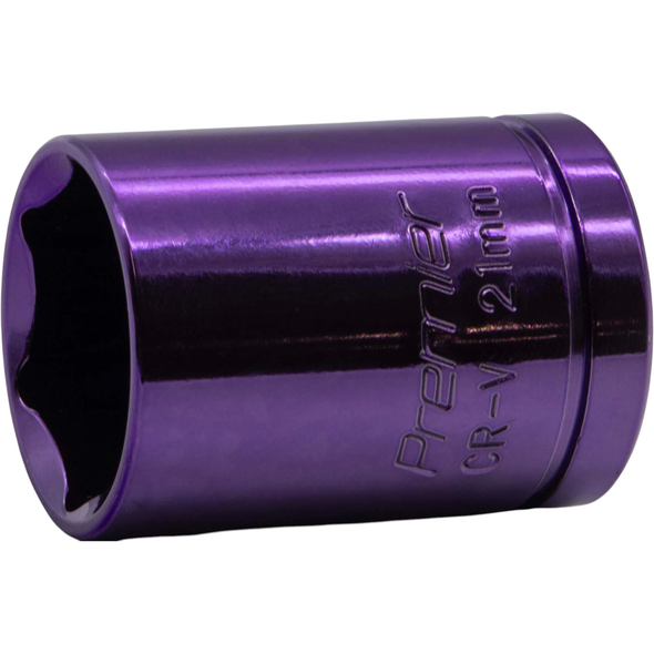Sealey 1/2"Dr Coloured Socket 21mm (Light Purple)