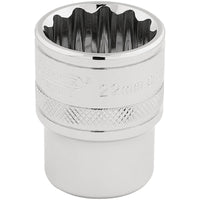 Draper HI-TORQ 12 Point Socket, 1/2" Sq. Dr., 22mm 33368