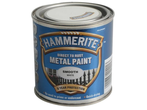 Hammerite Direct to Rust Smooth Finish Metal Paint White 250ml Hammerite - Town Tools