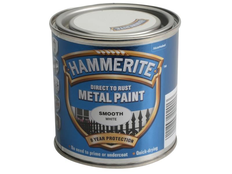 Hammerite Direct to Rust Smooth Finish Metal Paint White 250ml Hammerite - Town Tools