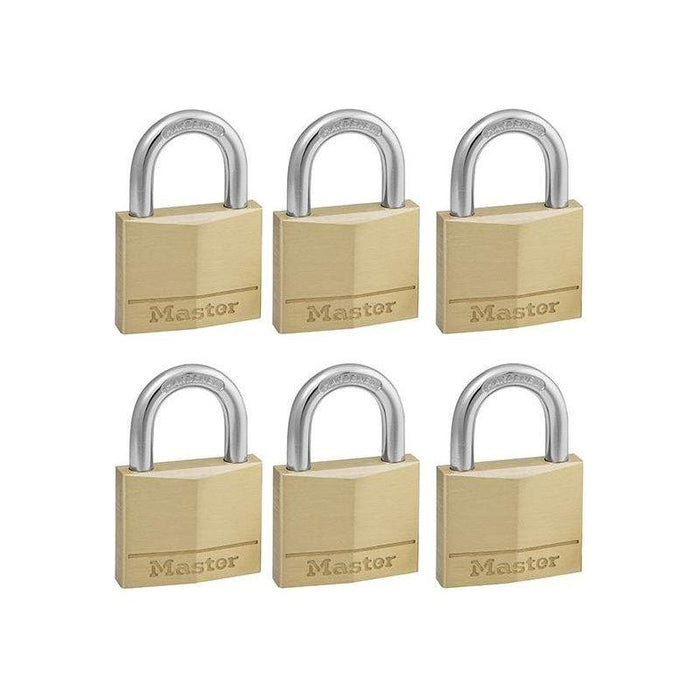 Master Lock Solid Brass 40mm Padlock 4-Pin - Keyed Alike x 6 Master Lock - Town Tools