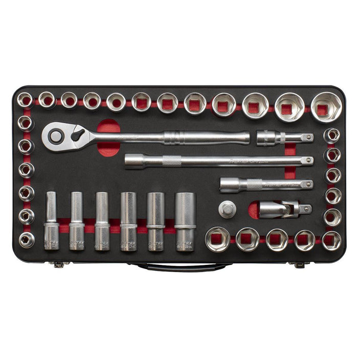 Premier Platinum Metric/Imperial Socket Set 1/2"Sq Drive 40pc Sealey Premier Platinum - Town Tools 