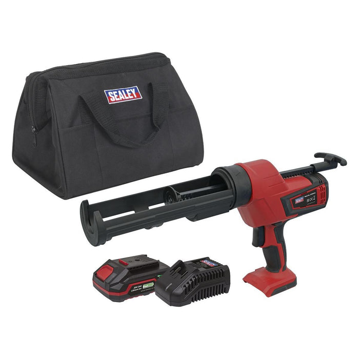 Sealey Cordless 20V 2Ah SV20 Series Caulking Gun Kit 310ml CP20VCGKIT1 Sealey - Town Tools 