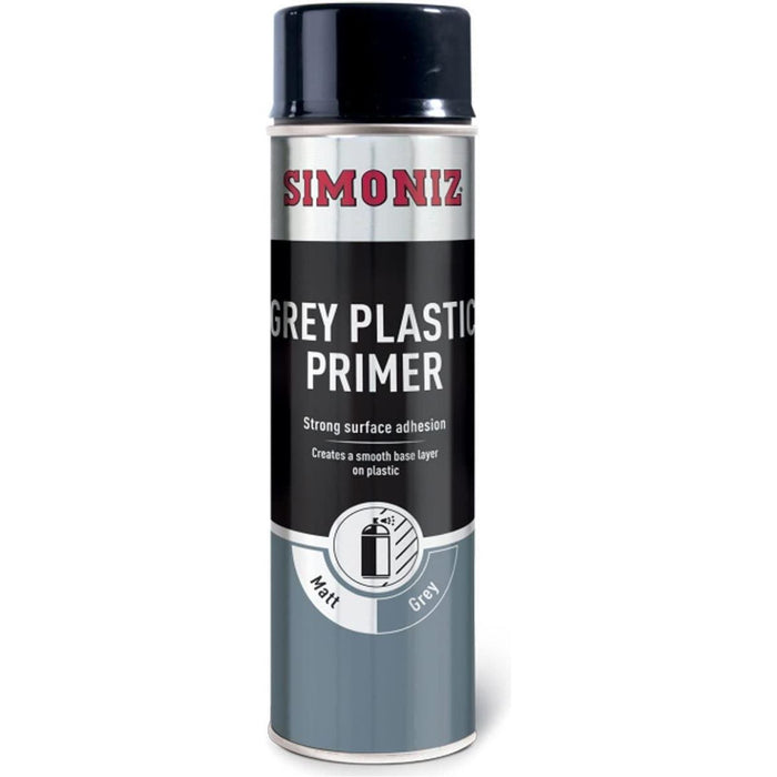 4x Simoniz Grey Plastic Smooth Primer Car Paint Spray Anti Rust Aerosol 500ml Simoniz - Town Tools 