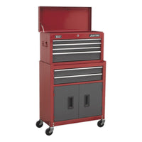 Sealey Topchest & Rollcab Combination 6 Drawer with Ball-Bearing Slides- Red