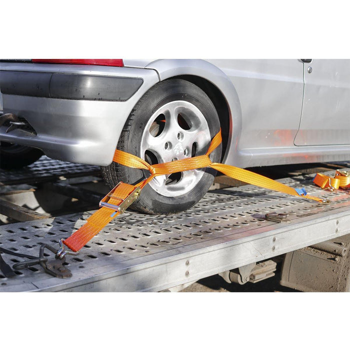 Sealey Car Transporter Ratchet Tie Down 50mm x 3m Alloy Wheel Single 5000kg Brea Sealey - Town Tools 