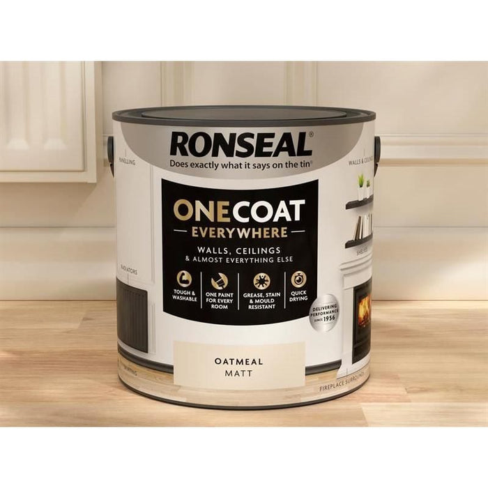 Ronseal One Coat Everywhere Interior Paint Oatmeal Matt 2.5 litre Ronseal - Town Tools