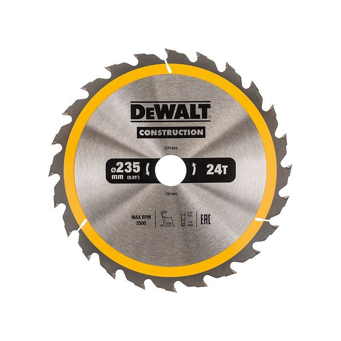 Dewalt Power Tools Portable Construction Circular Saw Blade 235 x 30mm x 24T DeWALT Power Tools - Town Tools