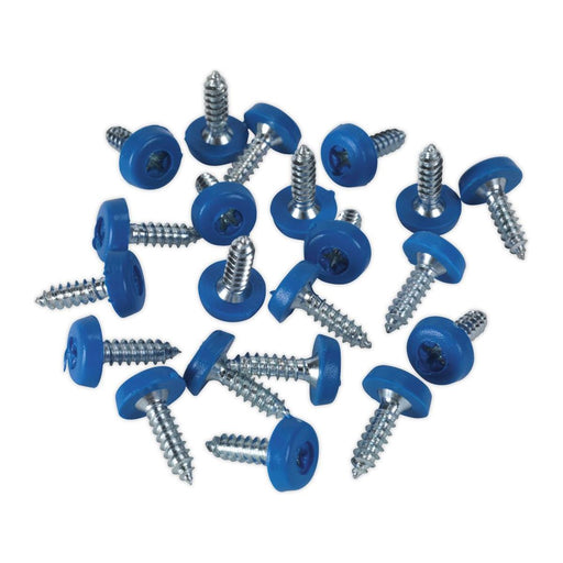 Sealey Numberplate Screw Plastic Enclosed Head 4.8 x 18mm Blue Pack of 50 PTNP4 Sealey - Town Tools 