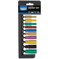 Draper Metric Coloured Deep Socket Set, 1/4" Sq. Dr. (10 Piece) 50158