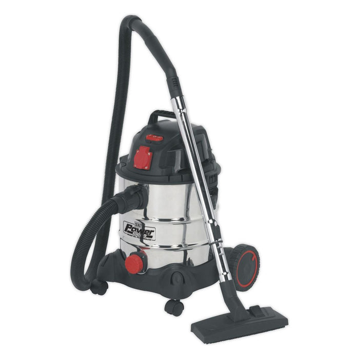 Sealey Vacuum Cleaner Industrial 20L 1400W/230V Stainless Drum Auto Start Sealey - Town Tools 