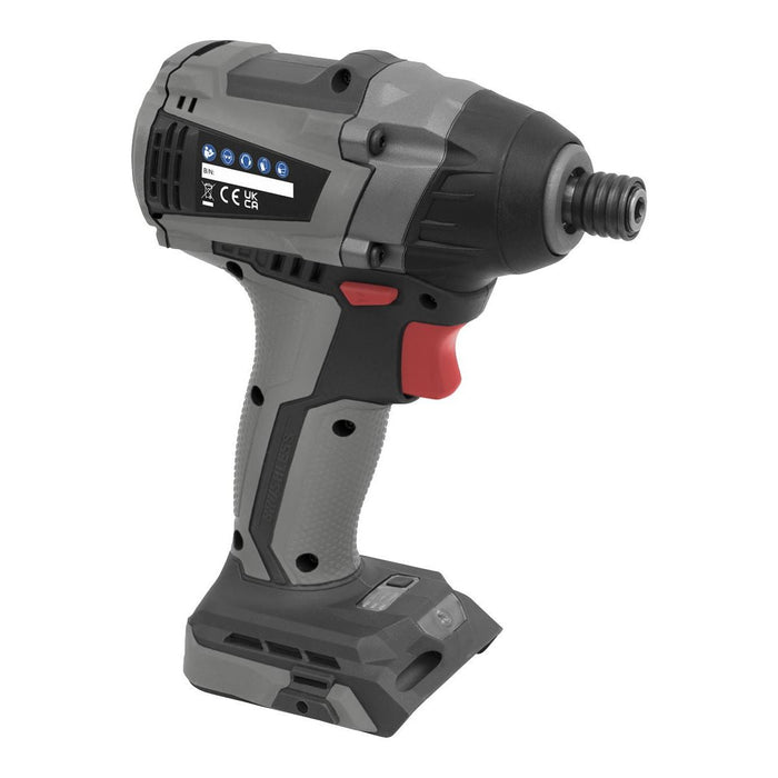 Sealey Brushless Impact Driver 20V SV20 Series 1/4"Hex 200Nm Body Only Sealey - Town Tools 