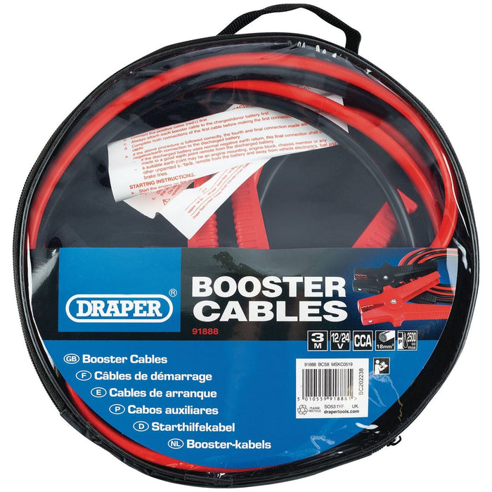 Draper Booster Cables, 3m x 18mm&sup2; 91888