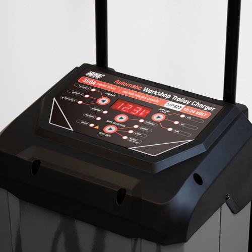 Maypole Workshop Automatic Start Trolley Battery Charger 60A /350A 12-24V