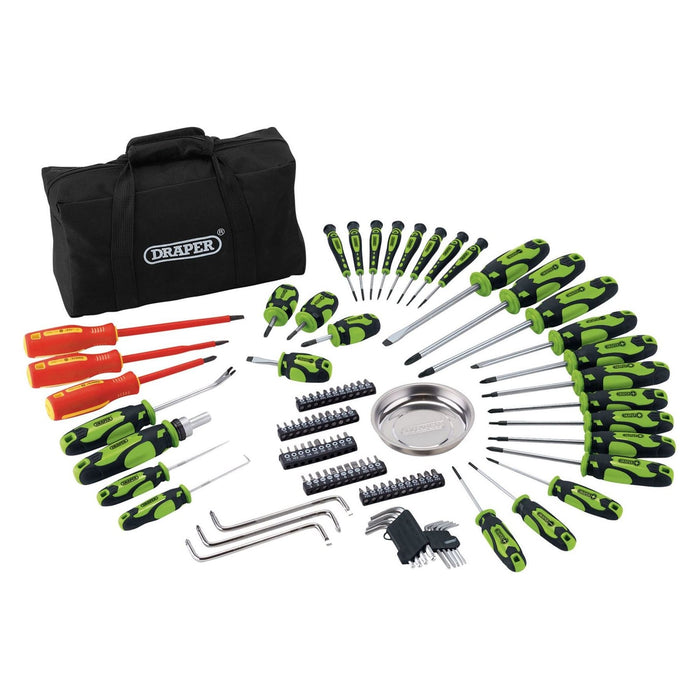 Draper Screwdriver and Bit Set with Soft Storage Bag, Green (100 Piece) 03991 Draper - Town Tools 