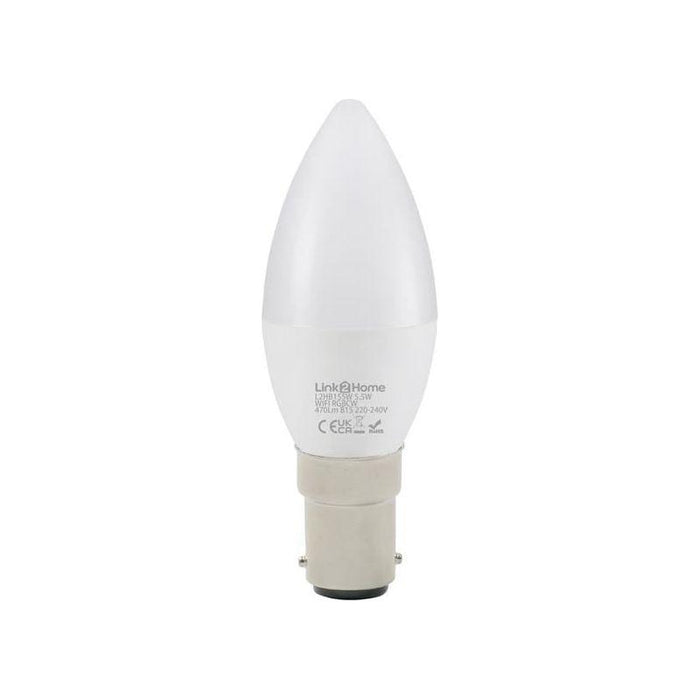 Link2Home Wi-Fi LED SBC (B15) Opal Candle Dimmable Bulb, White + RGB 470 lm 5.5W Link2Home - Town Tools