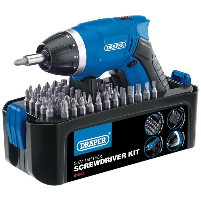 Draper 3.6V Cordless Li-ion Screwdriver Kit 83568 Draper - Town Tools 