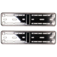 2x E-Tech Stainless Steel Car Registration Number Plate Holder Surround Frame
