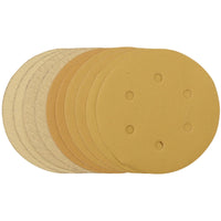 Draper Gold Sanding Discs with Hook & Loop, 150mm, Assorted Grit - 120G, 180G, 2