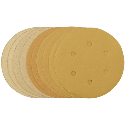 Draper Gold Sanding Discs with Hook & Loop, 150mm, Assorted Grit - 120G, 180G, 2 Draper - Town Tools 