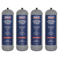 Sealey Disposable Argon/Carbon Dioxide Gas Cylinder 430g, 2.2L - Pack of 4