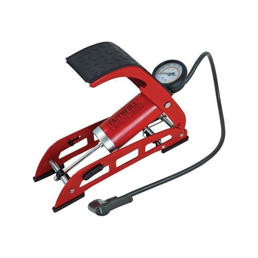 Faithfull Foot Pump Single Cylinder with Gauge Faithfull - Town Tools