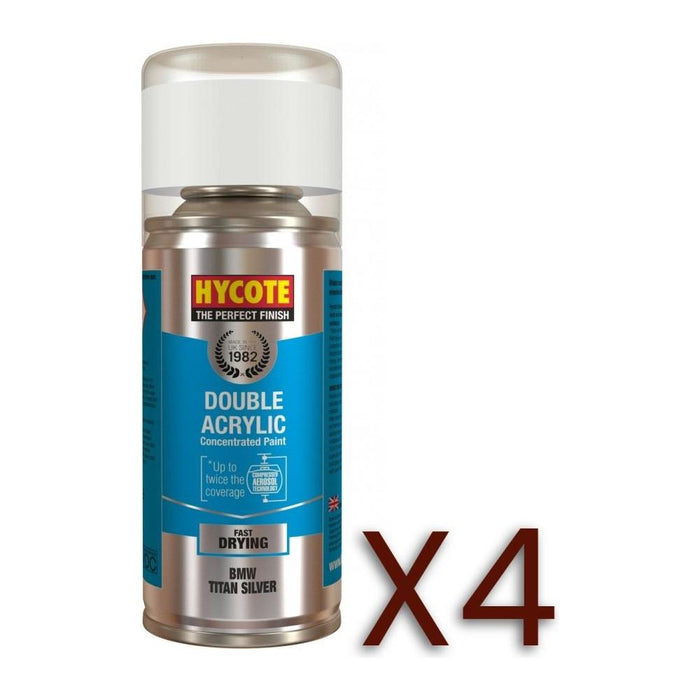 4x Hycote Aerosol Paint for Bmw Titan/Titanium Silver (Metallic)150ml Hycote - Town Tools 