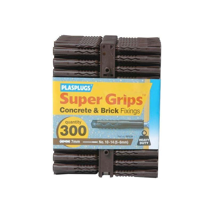 Plasplugs BP 539 Solid Wall Super Grips™ Fixings Brown (300) Plasplugs - Town Tools