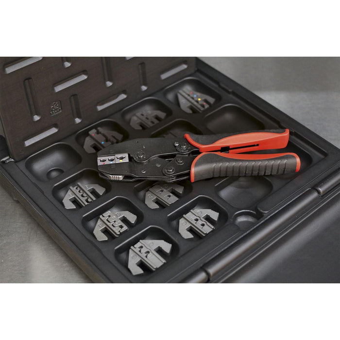 Sealey Ratchet Crimping Tool with Jaws and Storage Case AK3858COMBO Sealey - Town Tools 
