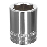 Sealey WallDrive Socket 15mm 3/8"Sq Drive S0582