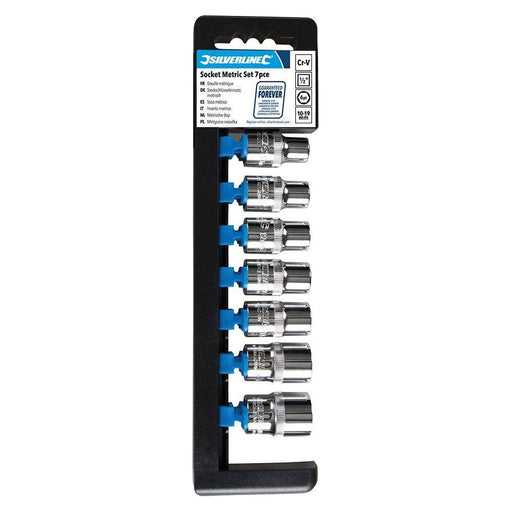 Silverline Socket Set 1/2" Drive 6pt Metric 7pce 10 - 19mm Silverline - Town Tools 
