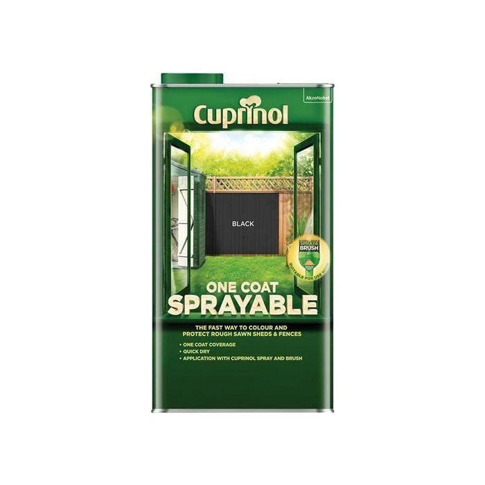 Cuprinol One Coat Sprayable Fence Treatment Black 5 litre Cuprinol - Town Tools