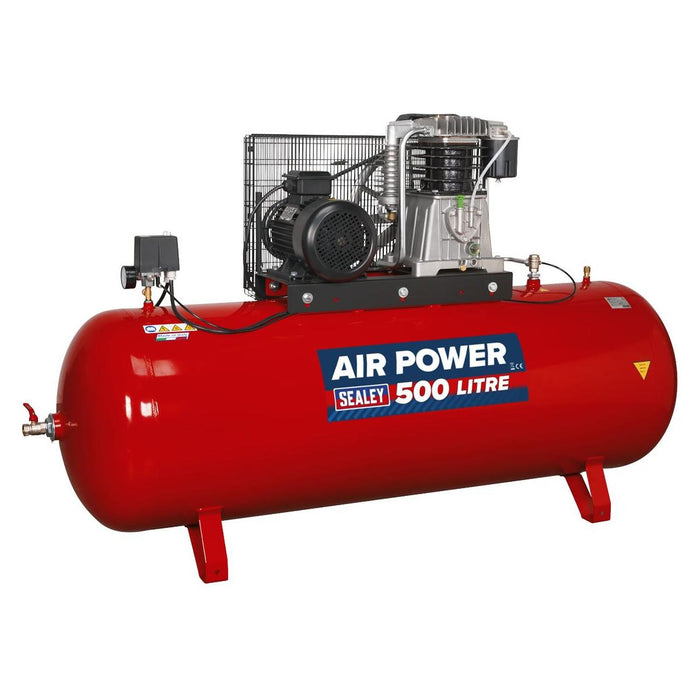 Sealey 500L Belt Drive Air Compressor with Cast Cylinders 7.5hp 3ph 2-Stage Sealey - Town Tools 