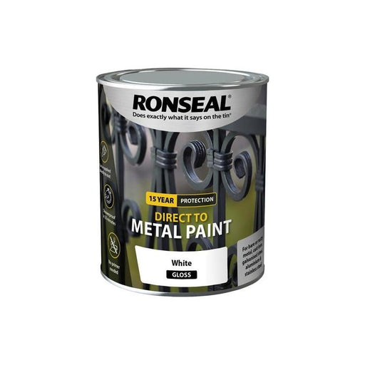 Ronseal Direct to Metal Paint White Gloss 750ml Ronseal - Town Tools