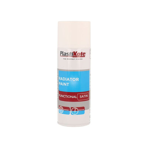 Plastikote Trade Radiator Spray Paint Satin White 400ml PlastiKote - Town Tools