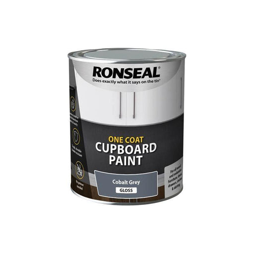 Ronseal One Coat Cupboard Paint Cobalt Grey Gloss 750ml Ronseal - Town Tools