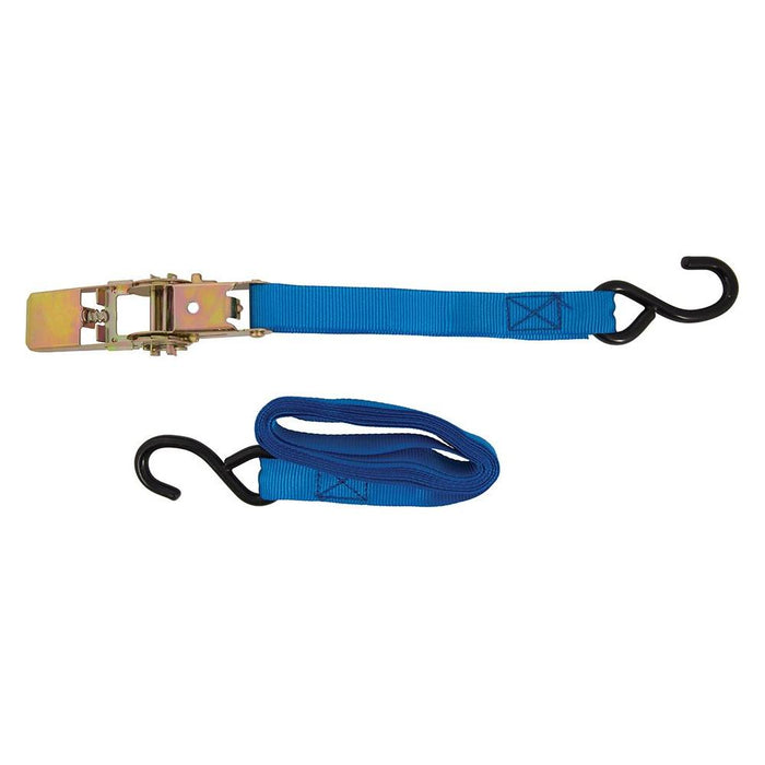 Silverline Ratchet Tie Down Strap S-Hook 4.5m x 25mm Rated 250kg Capacity 500kg Silverline - Town Tools 