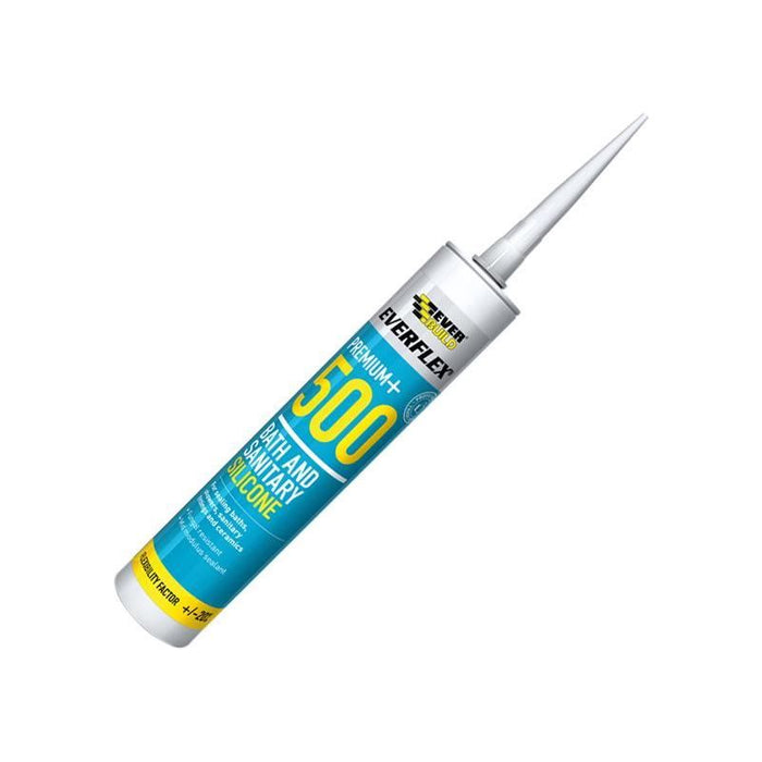 Everbuild Sika 500 Bath & Sanitary Silicone Sealant White 290ml Everbuild Sika - Town Tools