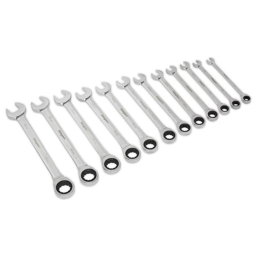 Sealey Ratchet Combination Spanner Set 12pc Metric S0634 Siegen by Sealey - Town Tools 