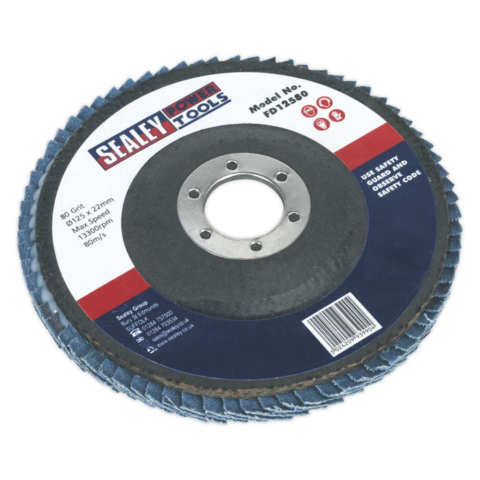 Sealey Flap Disc Zirconium125mm22mm Bore 80Grit FD12580 Sealey - Town Tools 