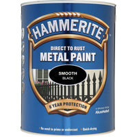 Hammerite Direct To Rust Metal Paint - Smooth Black - 5 Litre